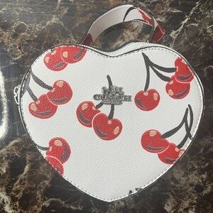 Coach White and Red Cherry Heart Bag
